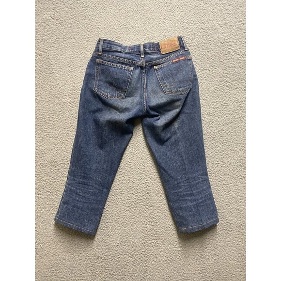 Guess Jeans Womens Medium Wash Blue Denim Cropped Capris Size 24 - Picture 4 of 8